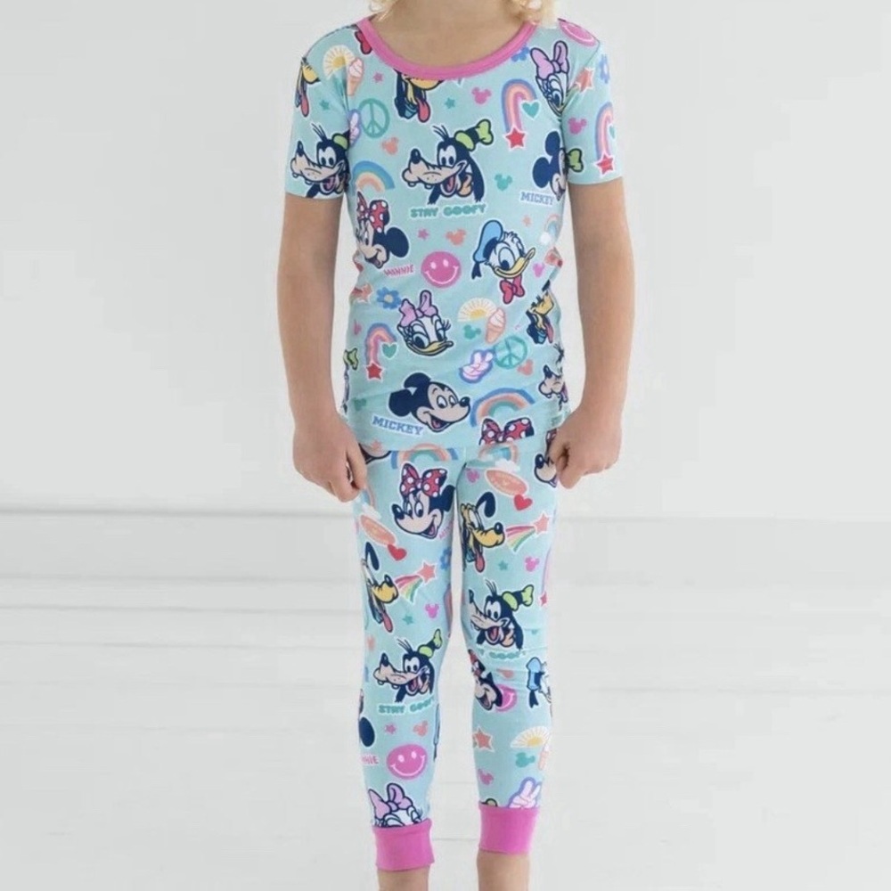 Little Sleepies Light Blue Disney Character Pajama Set with Pink Trim